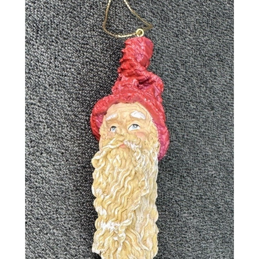 Santa Face And Beard Icicle Hard Resin 8" Long Hanging Ornament